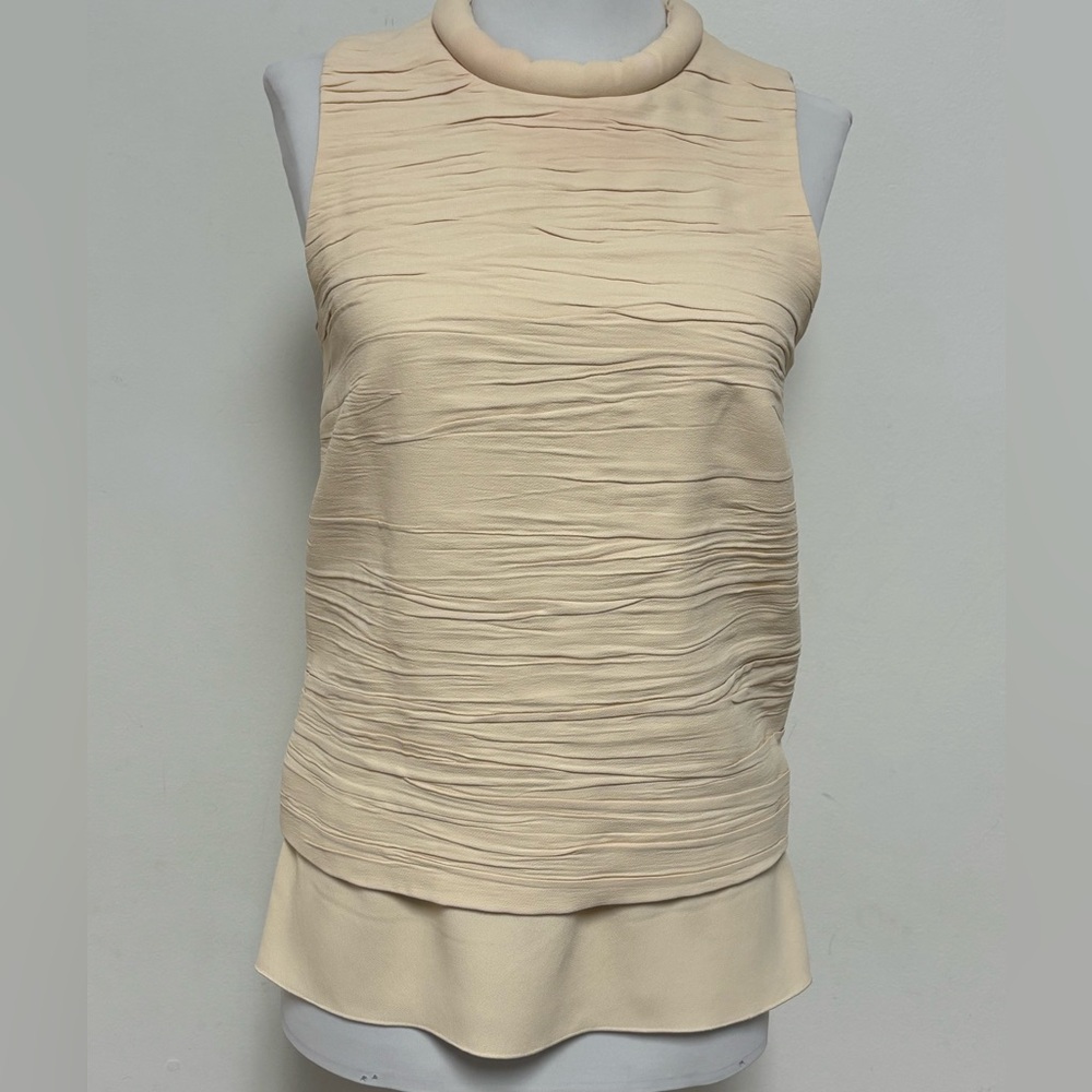Proenza Schouler Lined Cream Ruched Sleeveless Tank Top Made in Italy Small